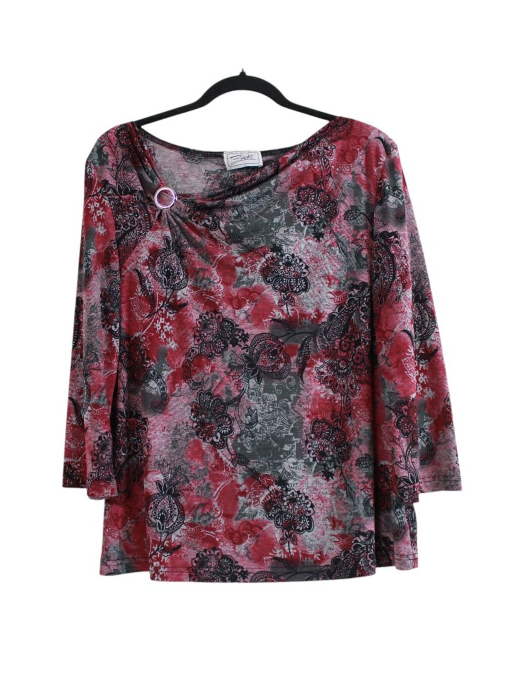Asymmetrical-neckline Floral Print Blouse